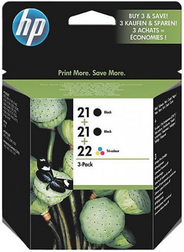 Консуматив HP 21 Black(2)/22 Tri-color(1) 3-pack Original Ink Cartridges
