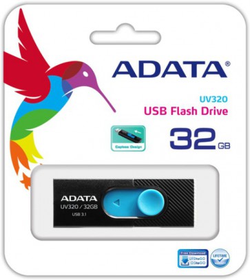 USB флаш памет ADATA UV220 32GB USB2.0 Black/Blue