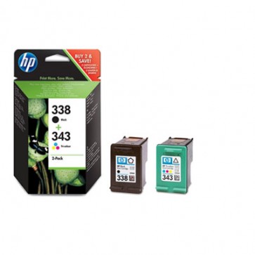 Консуматив HP 338 Black/343 Tri-color 2-pack Original Ink Cartridges за мастиленоструен принтер