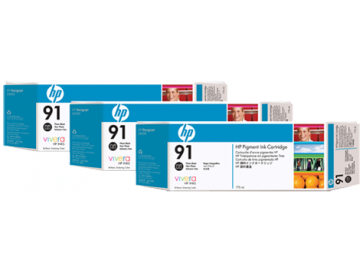 Консуматив HP 91 3-pack 775-ml Photo Black Ink Cartridges за плотер