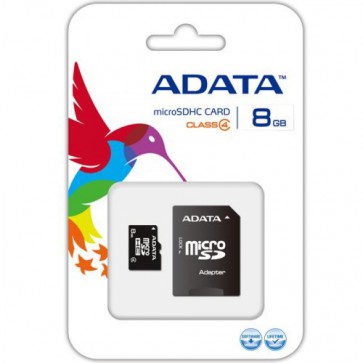  Флаш карта A-DATA, 8GB, microSDHC, Class 4, Adapter