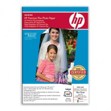 Фото Хартия HP Premium Plus Satin-matt Photo Paper-100 sht/10 x 15 cm plus tab