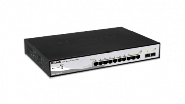 Суич D-Link DGS-1210-10P Web Smart 8-Port Gigabit PoE Switch with 2 1000BASE-T/SFP Combo Ports