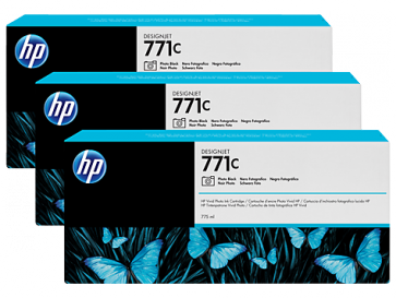 Консуматив HP 771C 3-pack 775-ml Photo Black Designjet Ink за Мастиленоструен Принтер